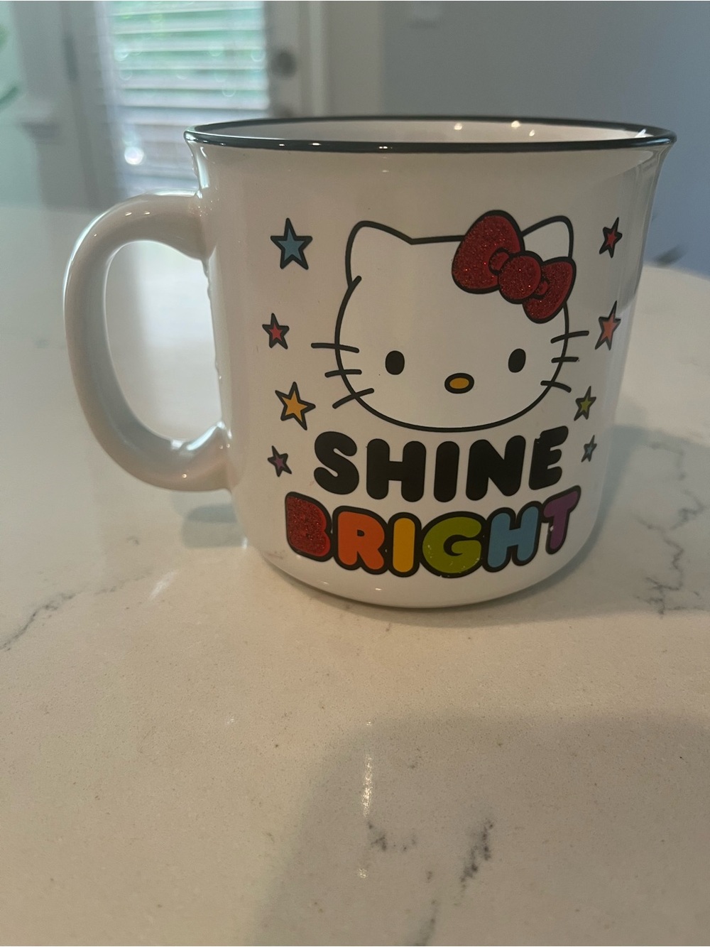 Hello Kitty 'Shine Bright' White Ceramic Mug with Glitter Accent